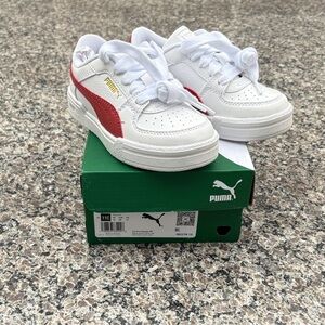 PUMA Kids' White and Red Sneakers